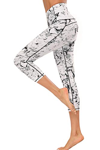 X-Fit High Waist Yoga Pants Compression Workout, White-capri, Size Small