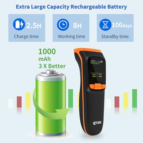 Scanner de codes-barres Bluetooth portable lecteur QR code 1D 2D écran LCD sans fil - 6