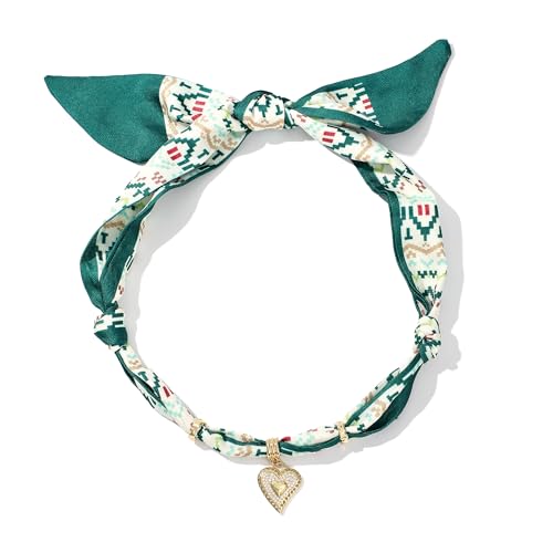 Pychee Scarf Necklace for Women Bandana Necklace with Gold Plated Pendant Heart Fashion Jewelry Gifts