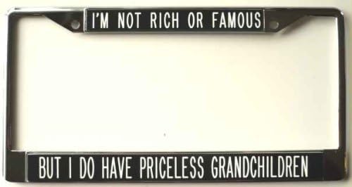 I'm Not Rich or Famous But I Do Have Priceless Grandchildren-Black-License Plate Frame