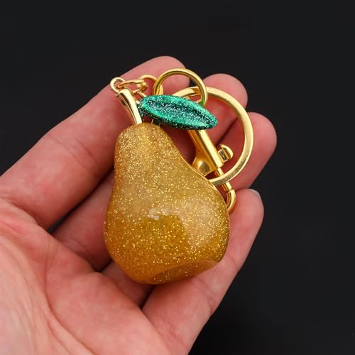Image of Fruit Bag Charm Keychain - Gold Key Chain, Cute Purse Handbags Accessories - Beautiful Gift for Women