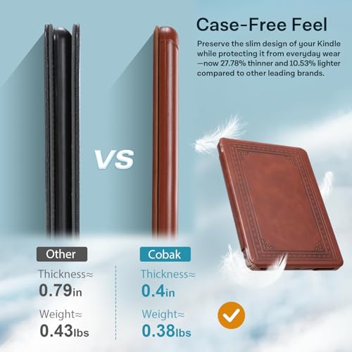 Image of CoBak Lightweight Stand Case for 7 inch Kindle Paperwhite 12th Gen 2024 and Kindle Colorsoft with Right Hand Strap - Compatible with iPhone MagSafe, for Samsung /Belkin /Anker Wireless Charging Pads