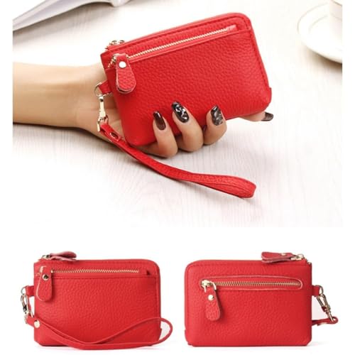 Genuine Leather Mini Change Purse Wristlet Wallet Zipper Around Coins for Girls Women3
