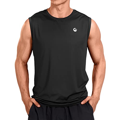 M Moteepi Mens Sleeveless Muscle Shirts Workout Athletic Gym Tank Tops Quick Dry Black L #TOP2
