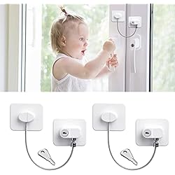Seguridad para Ventanas Puertas, Limitadores de Puertas y Ventanas, 2 Piezas Cerraduras de Puertas y Ventanas, Puerta Cierre de Seguridad, Cerradura Nevera, Candado Nevera Autoadhesiva