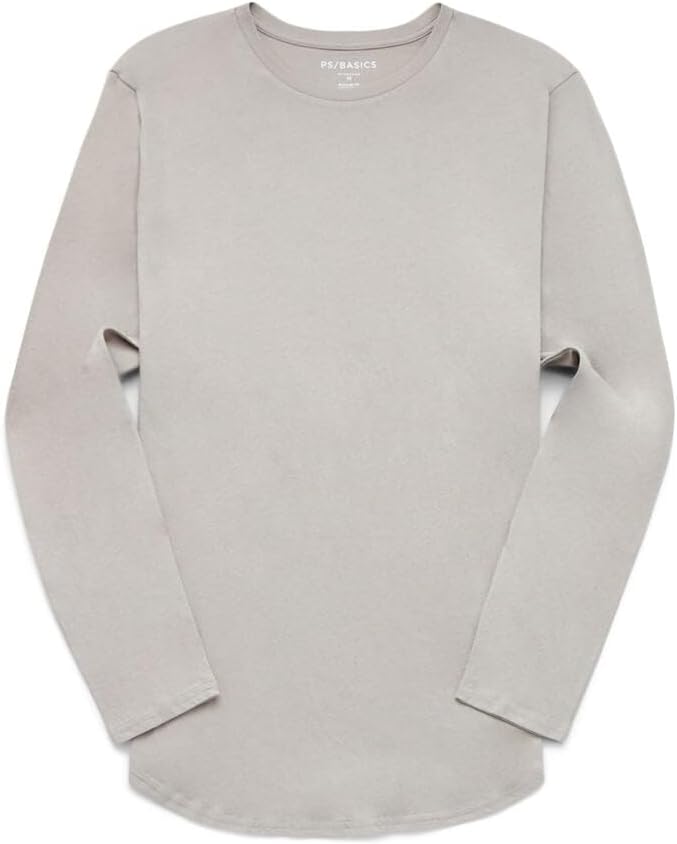 PacSunMen's Gray Basic Solid Scallop Long Sleeve T-Shirt