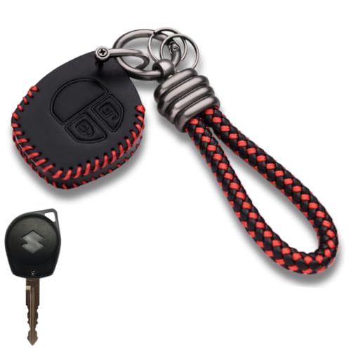 Image of KEYCEPT Classic Leather for Suzuki Swift | Baleno | Celerio | Dzire| WagonR | Ertiga | Brezza | Alto | Fronx | Ciaz | Alto K10 2 Button Remote Key with Keychain (Type 3).