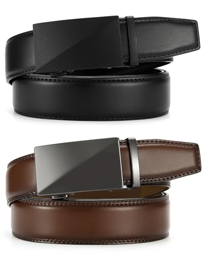 Image of CHAOREN Leather Ratchet Belt Men 2 Pack - Customizable Fit, Effortless Style (35mm)