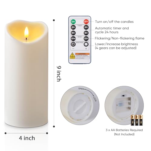 Velas grandes impermeables de 4x9 pulgadas con mando para exterior de la marca Amagic 5