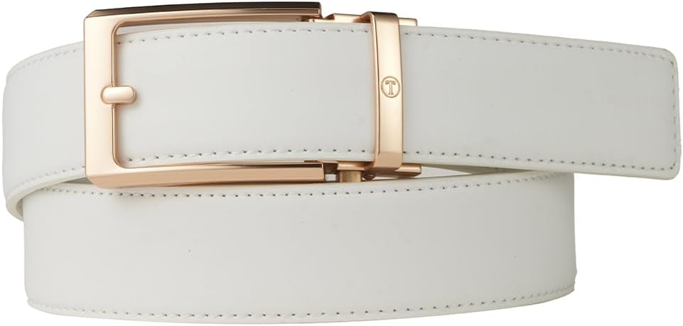 Tonywell Ratchet Belts for Men, Leather Dress Belt, Adjustable Comfort Click Buckle