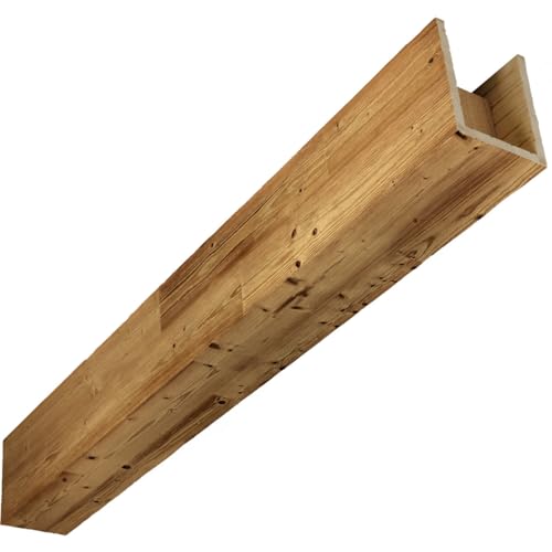 AmeriCraft Wood Wire Brushed Beam, 3-Sided (U-Beam), 5 1/2"W x 5 1/2"H x 72"L, Golden Oak Finish, Stain Grade Pine