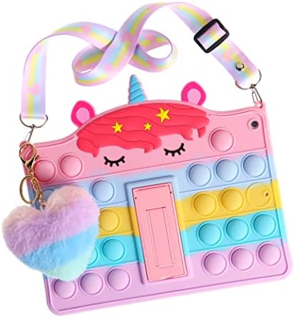 Cytec 3D Unicorn Pop Case for Samsung Galaxy Tab A7 Lite 8.7 Inch 2021 Case SM-T220 SM-T225 SM-T227, Fidget Bubble Case Pop Push Case for Girls Women, Silicone Bubble Anxiety Stress Reliever Toys Case