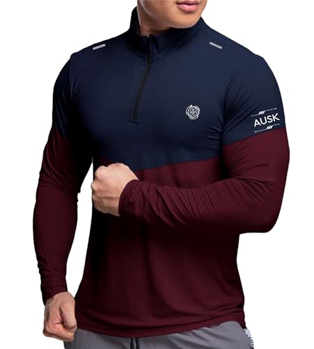 AUS K Men’s Sports T‑Shirt – 82% OFF, Moisture‑Wicking Zip‑Neck Tee