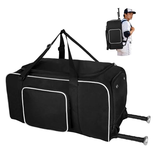 LARIPOP Baseball Bag Softball Equipment Duffel Bag Youth Adult Men Women 70L Waterproof Sports Bag with 2 Bat Sleeves Hidden Straps Breathable Shoe Compartment for Training Games