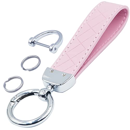 Tandagy Leather Car Keychain Universal Key Fob Keychain Car Keychain For Women & Men (Pink) #TOP2