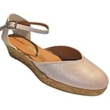 ARIADNA SÁNCHEZ Sandalias Cuña Baja Mujer, Sandalias Esparto Yute Natural, Alpargatas Mujer Cuña Hechas a Mano en España (Plata, Sistema tallas calzado EU, Adulto, Números, mediano, 39)