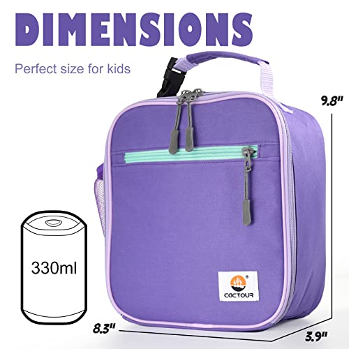 Cactour Lunch Box Kids,Premium Insulated Lunch Bag For Girls Boys,Soft Bag Mini Cooler Back To School Thermal Reusable Lunch Bag For Work School Picnic (Purple) #TOP2