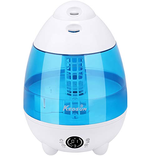 KEDSUM Top Fill Cool Humidifier for Bedroom/Baby, 4.3 L/1.1 Gallon Ultrasonic Humidifier- Whisper Quiet, Double Outputs, On/Off Night Light, Easy to Clean