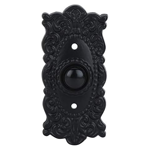 A29 Wired Iron Doorbell Chime Push Button Vintage in Black Powder Coat Finish Cover