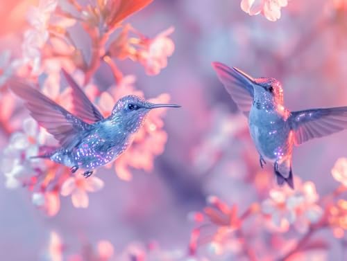 Diamond Painting Oiseau Rose 5D DIY Kit 70x90cm pour Adulte et Enfant