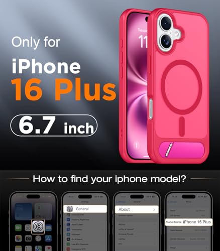 Image of Magnetic Compatible with iPhone 16 Plus Case, [Built-in Invisible Kickstand][Compatible with MagSafe][Military Grade Shockproof] Slim Translucent Matte Phone Case for iPhone 16 Plus 6.7 inch