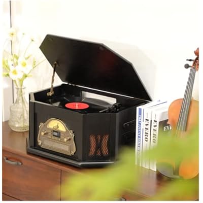 ORCC Tourne-disque En Bois Vintage 10 En 1 Avec Bluetooth/télécommande