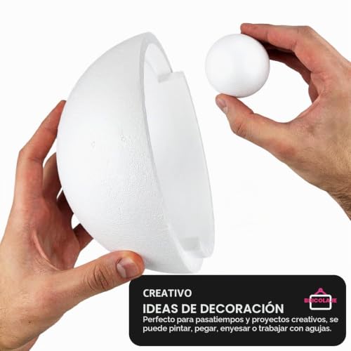 Miniatura 3 de Netuno Juego De 7 Bolas De Poliestireno De 4 Cm, 6 Cm, 8 Cm, 10 Cm, 12 Cm, 15 Cm, 20 Cm, Color Blanco, Bolas De Poliestireno, Redondas, Para Manualidades, Hobby, Arte, Escuela, Decoración Navideña
