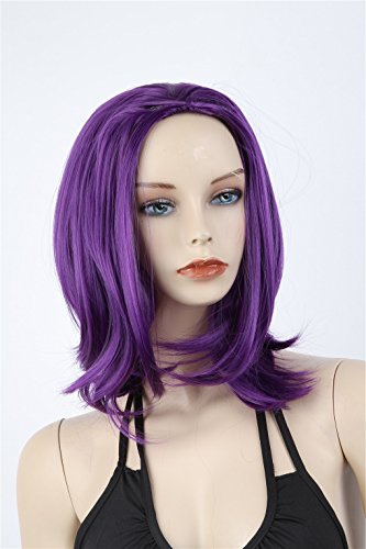 ATOZWIG Cos Wig Purple Hair Girl's Straight Short 35cm Anime Cosplay Wigs