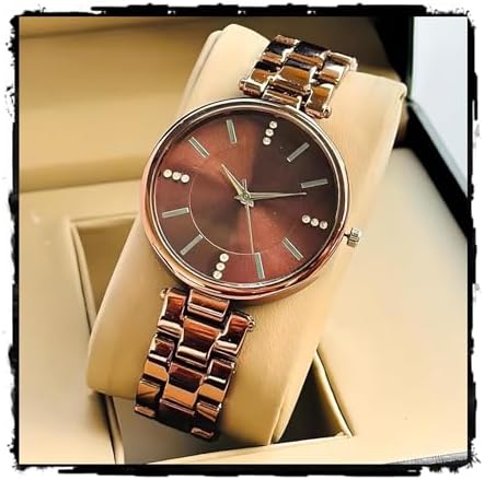 styledose Women Analogue Wrist Watches for Women's & Girls&Miss&Ladies Diamond Studded Dial Rosegold Colored Stylish Bracelet Strap