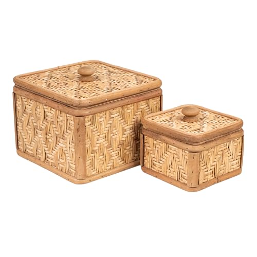 SET 2 CAJAS CUADA. RATTAN/DM