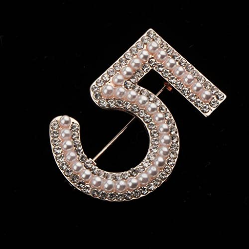 Broche de moda número cinco acabado oro de alta joyería 3