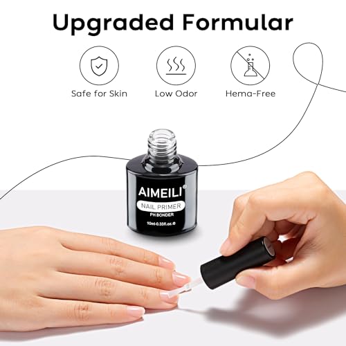 AIMEILI Nail Primer Gel Nail Prep Bond Primer für Gelnägel UV LED Gel Nagellack Acrylpulver Acryl Nägel 10ml