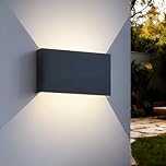 EBION LED Wall Lights,Up and Down Indoor Outdoor Wall Lights IP54 Waterproof,6W 3000K/4000K/6000K Outside Aluminum Exterior Wall Lamps for Living Room,Bathroom,Porch,Garden,Patio,Anthracite,1 Pack