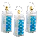 3 Pack Wine Cooler Bags – Reusable PVC Ice Bag with Freezable Gel – Portable Clear Champagne & Prosecco Chiller Pouch with Handles – Perfect for Picnics, Garden Parties, BBQs & Travel