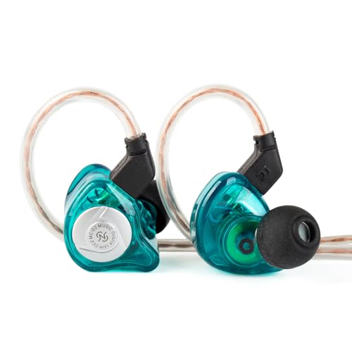 Image of HiFi IEM for Gaming, CCZ MC02 in Ear Monitors, Clear Crystal Sound Gaming Earbuds, 10mm 1DD Wired Headphones with Patented IEMS Ear Tips for Computer Laptop School Students (Clear Cyan, With Mic)