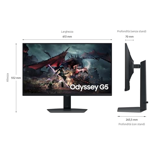 Gaming Odyssey G5 (S27DG502), Flat, 27", 2560x1440 (QHD), IPS, 180Hz, 1 ms, AMD FreeSync, Adaptive Sync, HDMI, Display Port, Ingresso Audio, HAS, Pivot, Flicker Free - Monitor - Immagine 1
