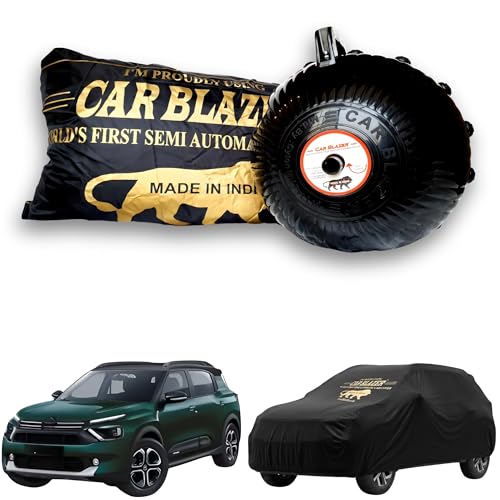 Image of CARBLAZER Portable & Semi-Automatic Full Body Car Covers - Heavy Duty Device | Dust Proof | UV Safe | Water Resistant | Anti-Theft & Scratch Proof Covers, Compatible for Citroen Aircross X - Black