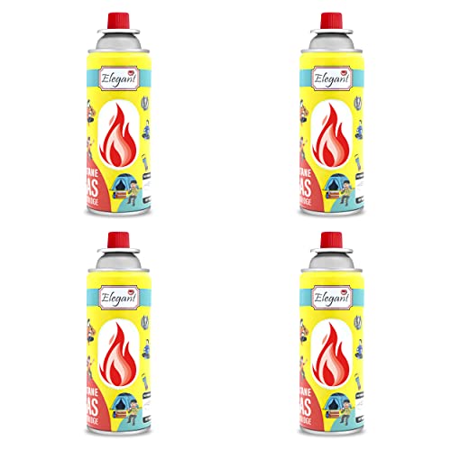 SET OF 4 | Elegant STOVE GAS (220g) | 400ml - Butane Gas for Camping, Heater Cooker | HIGH Performance Gas Canisters for BBQ