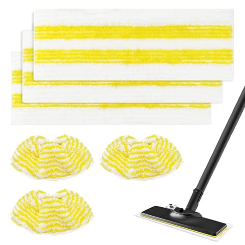 6 paños de microfibra de repuesto compatibles para limpiadores de vapor Kärcher SC 1 SC 2 SC 3 SC 4 SC 5 EasyFix accesorios – 3 paños de suelo + 3 fundas de boquilla de mano, lavables y reutilizables