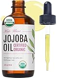 Kate Blanc Cosmetics Jojoba Oil Organic for Hair, Skin & Face (4oz, 100% Pure, Cold Pressed, Natural, Hexane Free, Glass Bottle)
