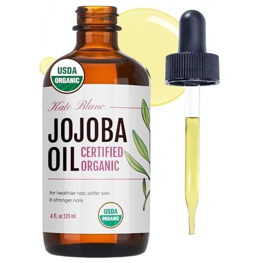 Kate Blanc Cosmetics Organic Jojoba Oil for Hair, Skin, Face, Nails (4oz) | USDA Certified, 100% Pure Cold Pressed Unrefined - Moisturizing Carrier Oil for Gua Sha, Dermaplaning, Body - Glass Bottle