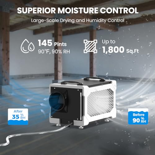 Image of CADPXS Commercial Dehumidifier with Drain Hose for Crawl Spaces