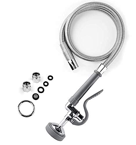 Cwm Spray Valve With 45" Flexible Stainless Steel Hose, Pre Rinse Sprayer Assembly For Commercial Kitchen Faucet #TOP6