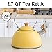 ROCKURWOK Tea Kettle, Tea Pot with Cool Touch Ergonomic Handle, Teapot Food Grade Stainless Steel, Tea Kettle Stovetop, Kettle Teapot, Whistling Tea Kettle, Tea Pot, 2.7 Quart (Yellow)