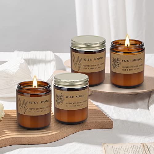 4 Pack Candles for Home Scented, Aromatherapy Lavender Candles Set, 28 oz 200 Hour Long Lasting Soy Jar Candles, Strongly Fragrance Candles Gifts Set for Women, Birthday, Christmas Day Present