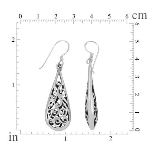 Mimi Sterling Silver Bali Inspired Filigree Teardrop Dangle Earrings #TOP3