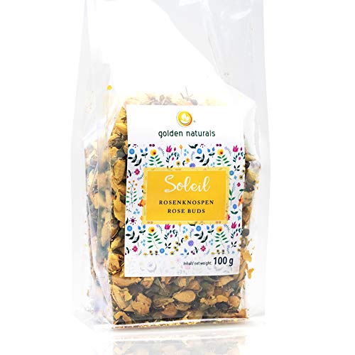 Capullos de rosas con cáliz, amarillo, 100 g, flores comestibles, té de rosas Cover