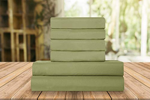 Elegant Comfort Luxury Soft Bed Sheets 1500 Premium Hotel Quality Microfiber Softness Wrinkle and Fade Resistant (6-Piece) Bedding Set, King, Olive Green