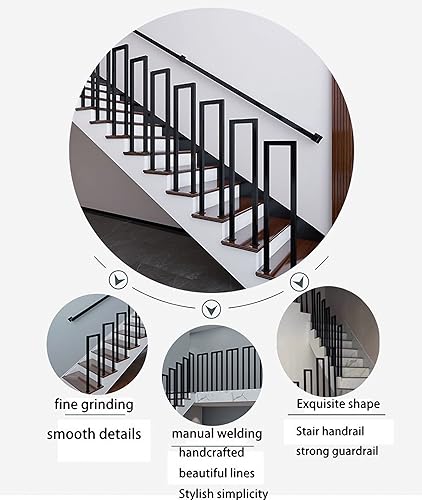 Rambarde en fer forgé extérieure escalier marches balcon jardin 2pc - 6