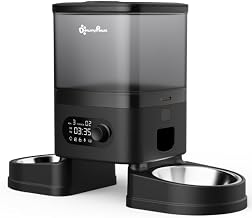 DownyPaws 4,5 l Katzen-Futterautomat mit 2000-mAh-Akku, Schwarz